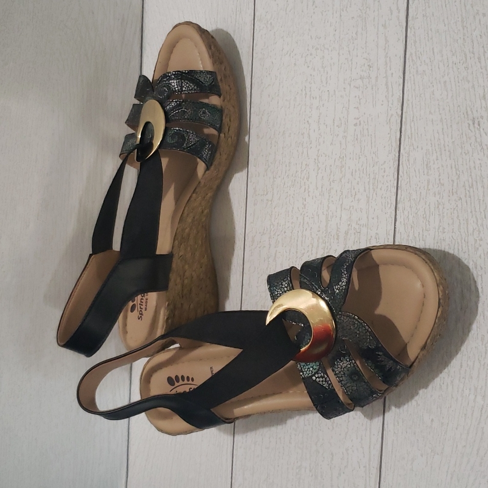 Spring Steps 38 Sling Back Open Toe Wedges Espadr… - image 1